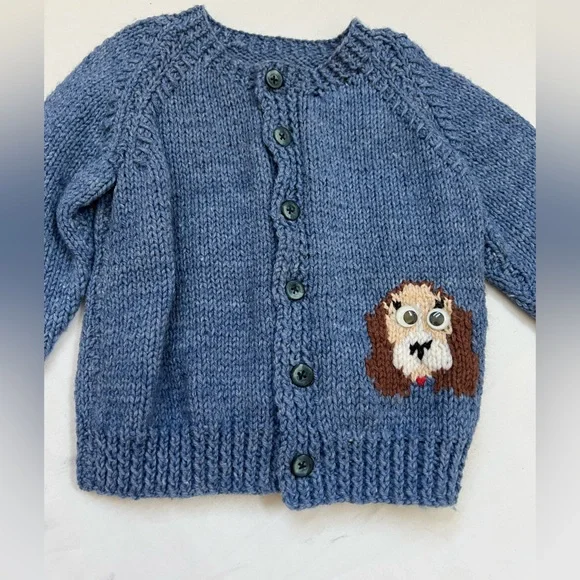 Cardigan Sweater Puppy Dogs Toddler Size 9 Months Baby Blue Unbranded Like New - Picture 4 of 16